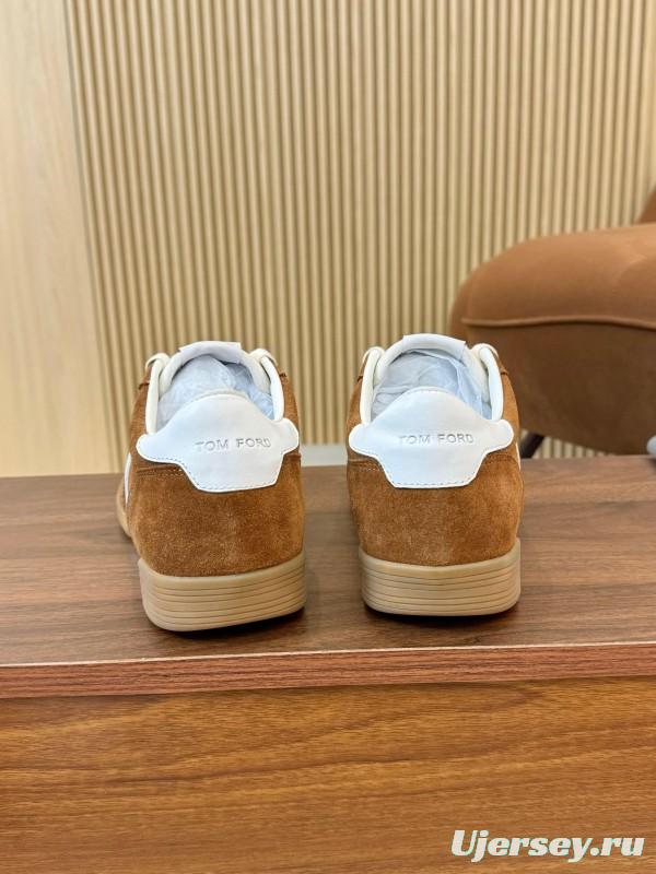 2025 Men TOM FORD Brown White Suede Leather Casual Shoes LY00360