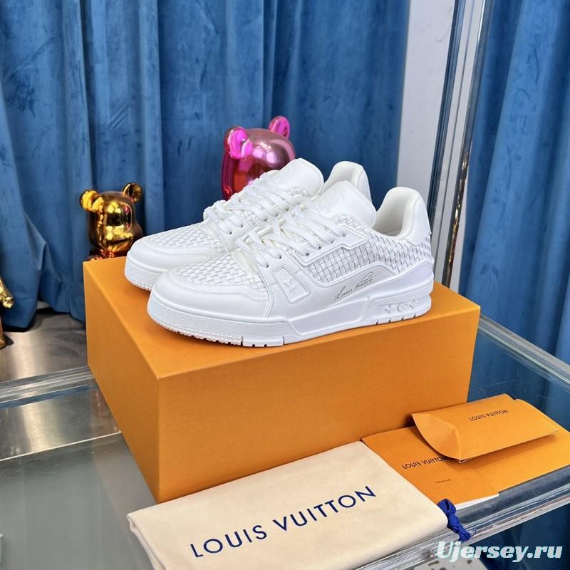 2025 Men Louis Vuitton White Leather Trainer