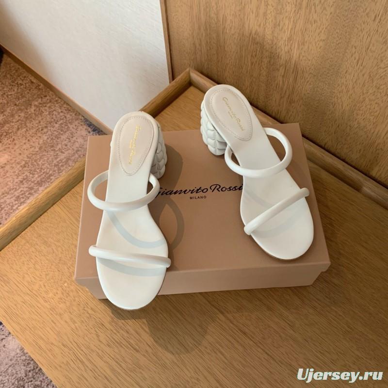 2025 Women Gianvito Rossi White Leather Sandals