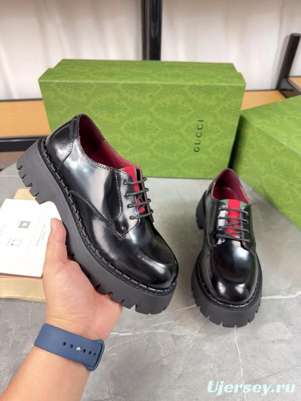 2024 Women Gucci Black Leather Oxford Shoes MJ00320