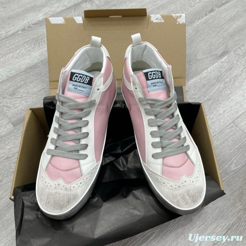 2024 Women GGDB Pink White Leather High Top Sneakers MJ00300