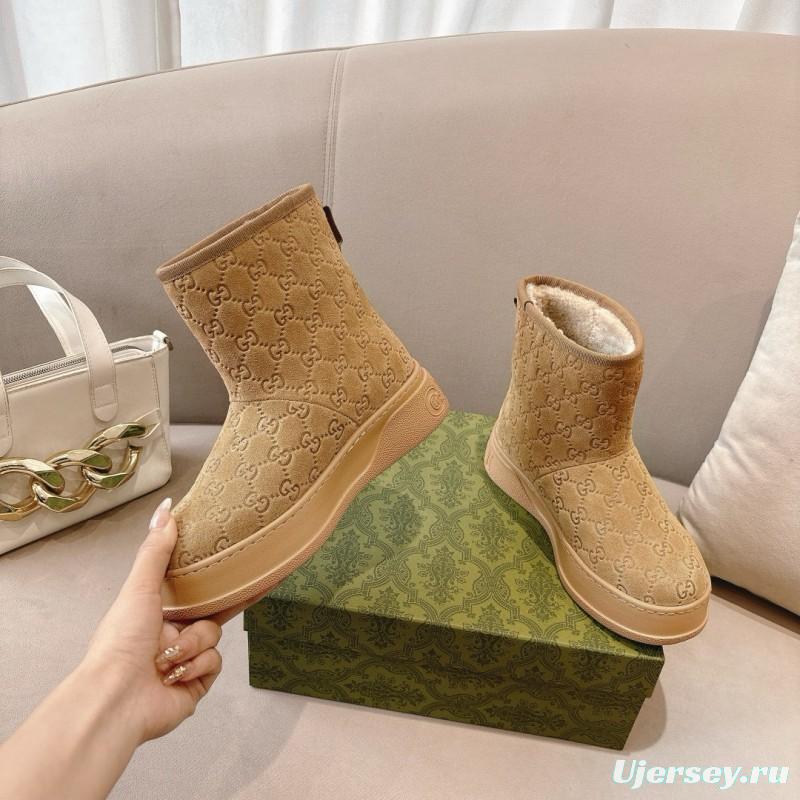 2024 Women Gucci Beige Suede Snow Boots MG00350