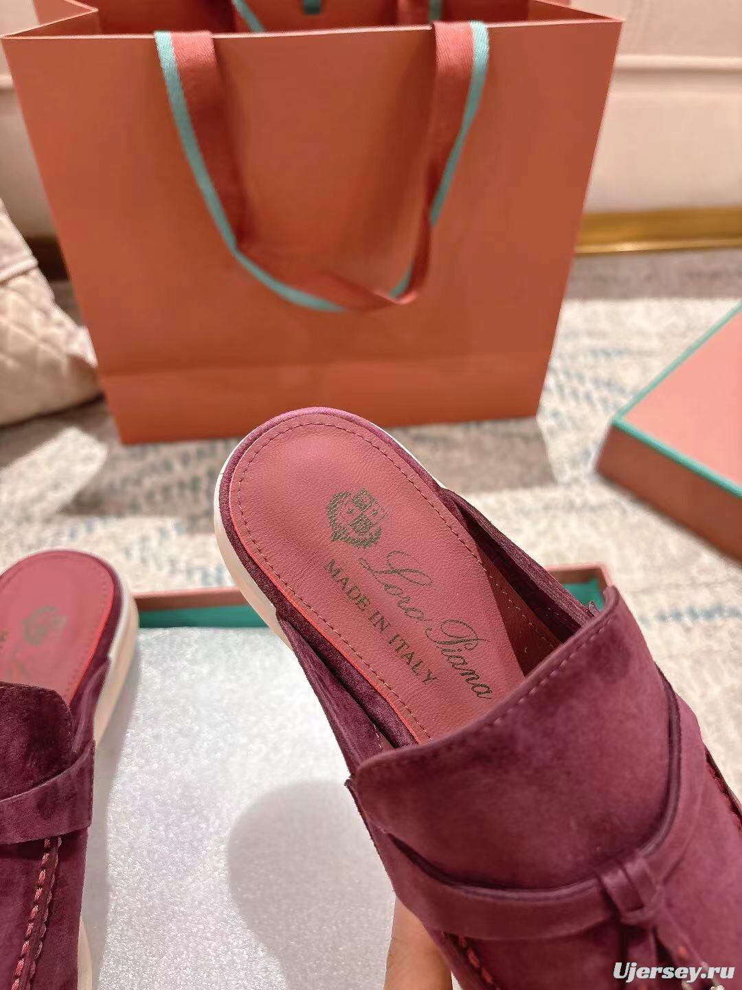 2025 Women LP Burgundy Suede Slippers