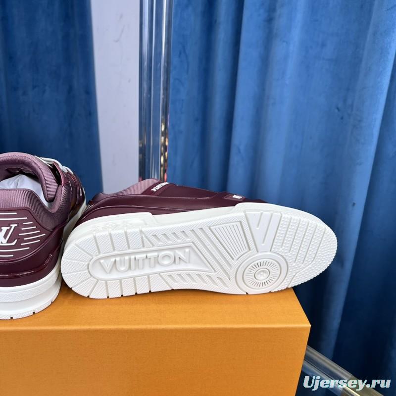 2025 Unisex Louis Vuitton Purple White Leather LV Trainer