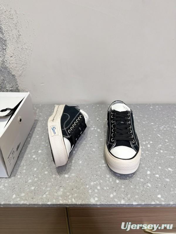 2025 Unisex VISVIM Black Canvas Sneakers KFY00260
