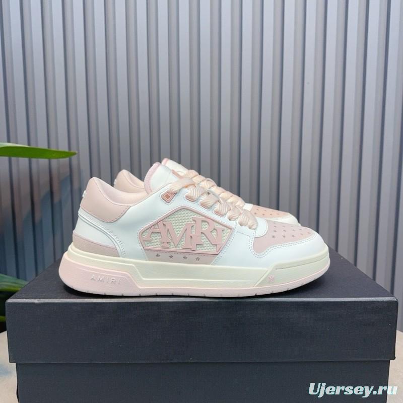 2025 Unisex Amiri White Pink Leather Sneakers MJ00360
