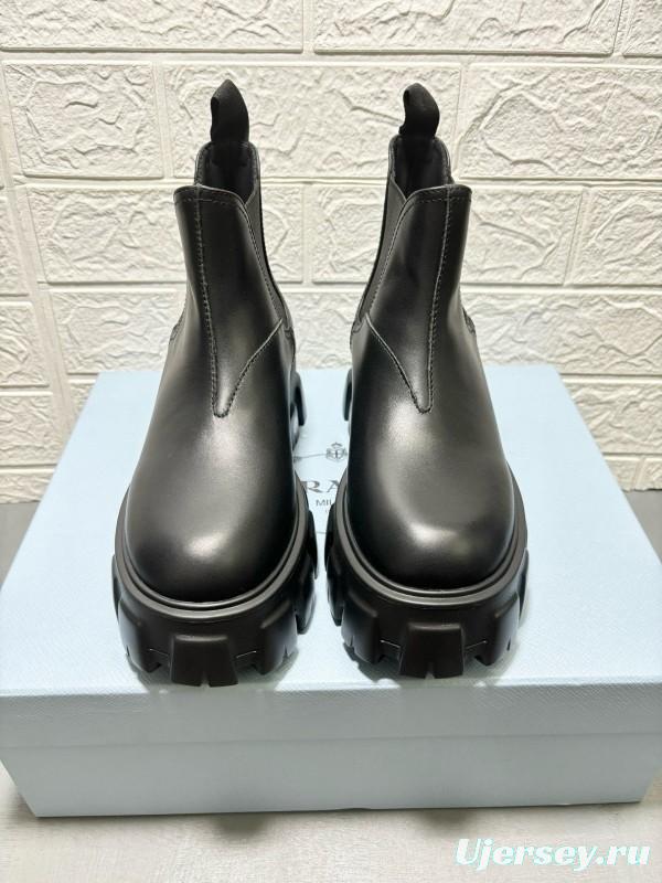 2024 Women Prada black leather short boots MJ00380