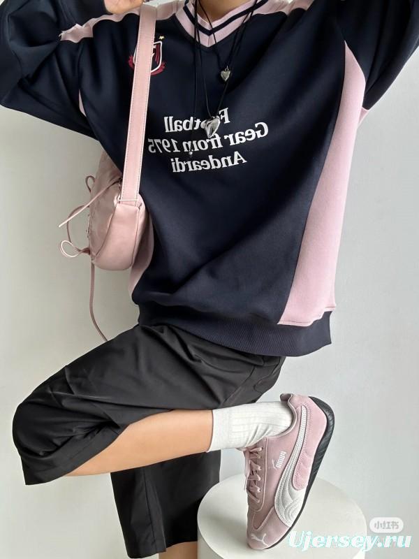 2025 Women Puma Pink White Suede Sneakers