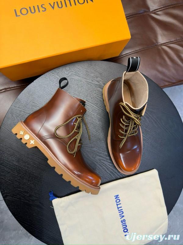 2024 Men Louis Vuitton Brown Calfskin Leather Boots MJ00440
