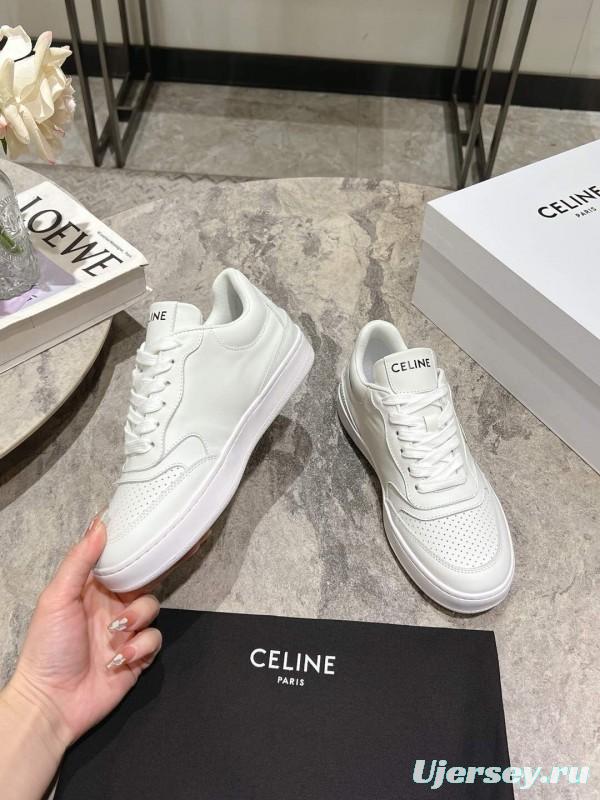 2025 Women Celine White Leather Casual Sneakers