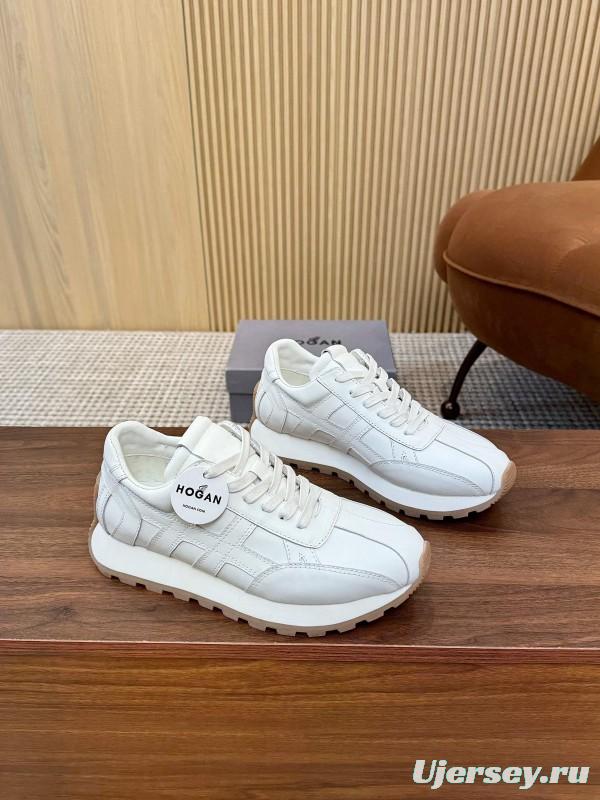 2025 Unisex HOGAN White Leather Suede Sneakers H671