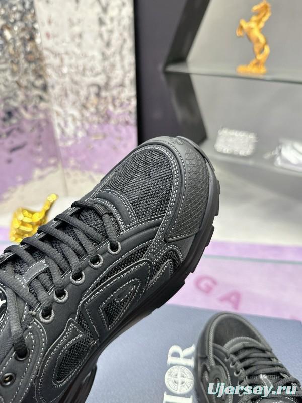 2024 Unisex Dior Black Tech Fabric Mesh B30 Sneakers MJ00330