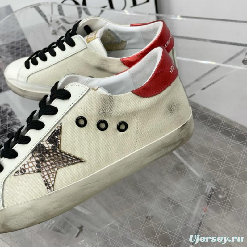 2025 Women GGDB White Red Leather Star Sneakers