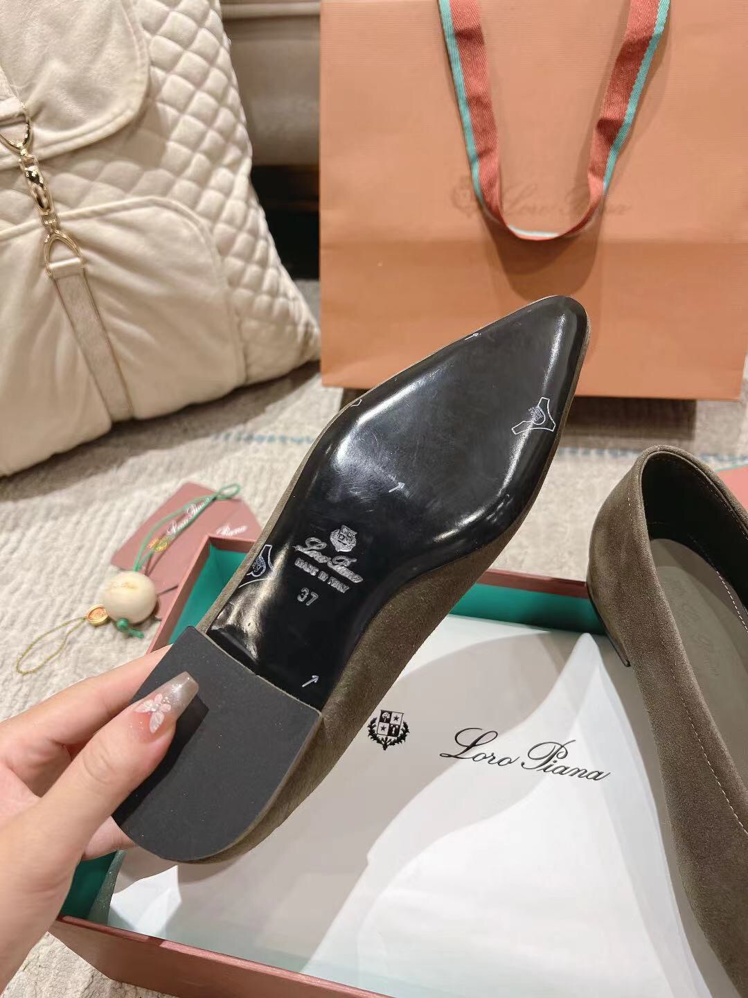 2025 Women LP Brown Suede Ballet Flats