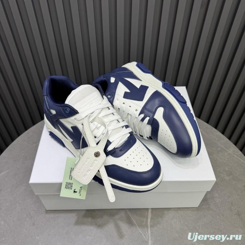 2025 Unisex Off-White Navy White Leather Sneakers MJ00320