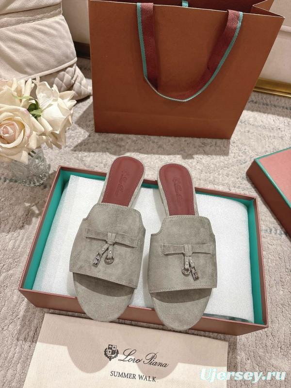 2025 Women LP Brown Suede Slippers LY00370