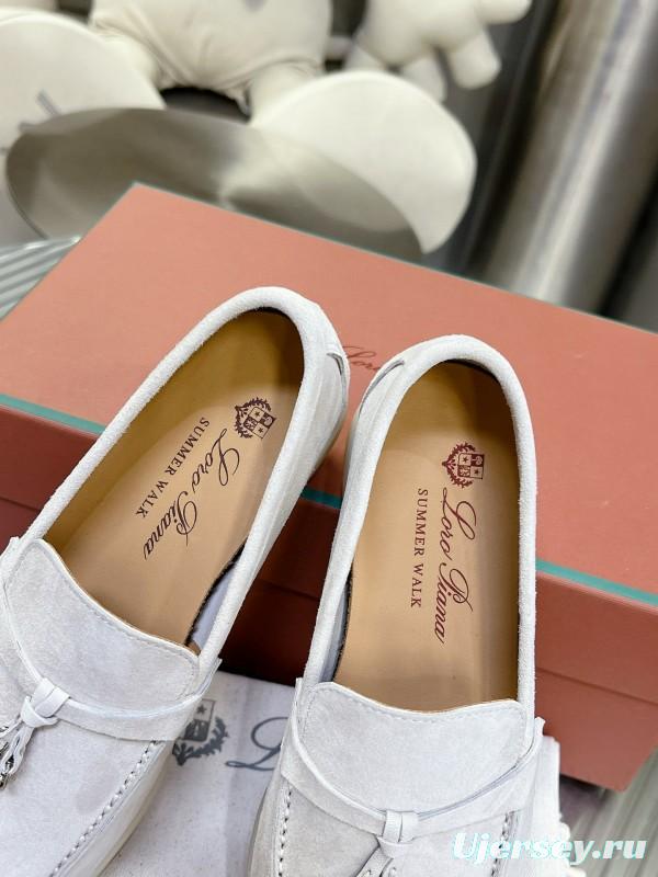 2024 Unisex Le Parmentier White Suede Loafers MJ00270