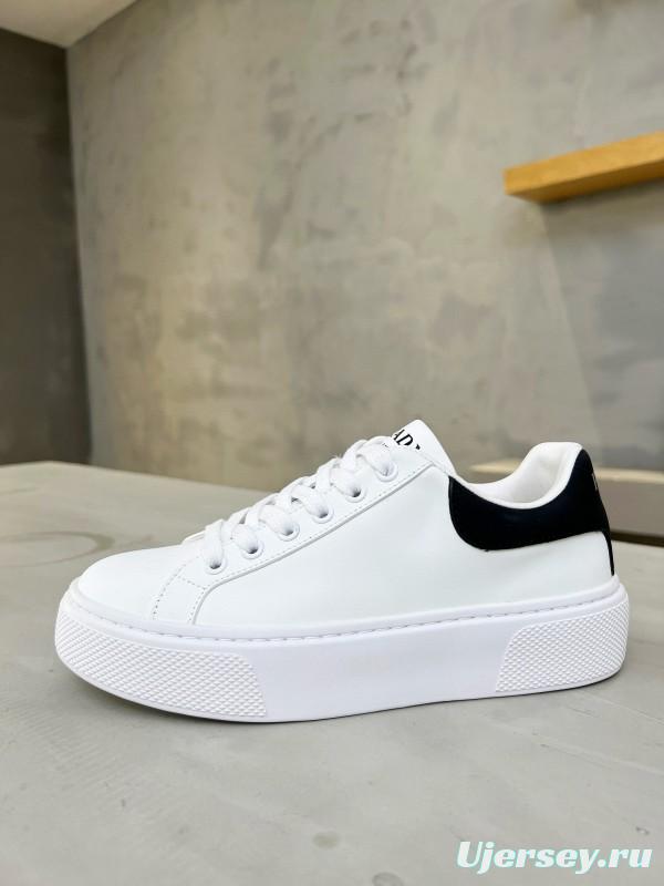2024 Unisex Prada White Black Leather Sneakers MJ00310