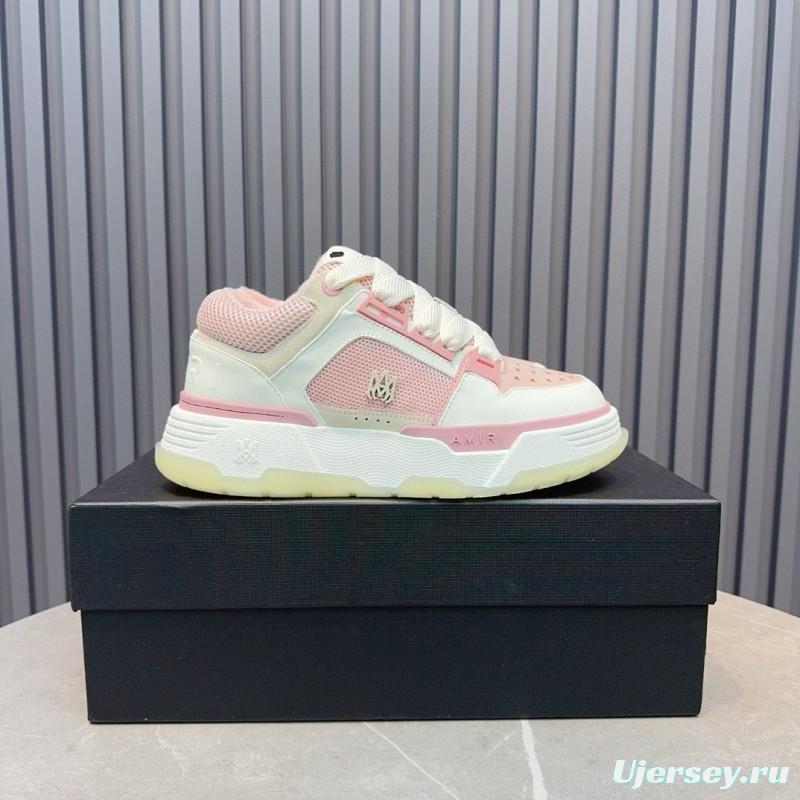 2024 Women Amiri Pink White Leather Mesh Sneakers MJ00360