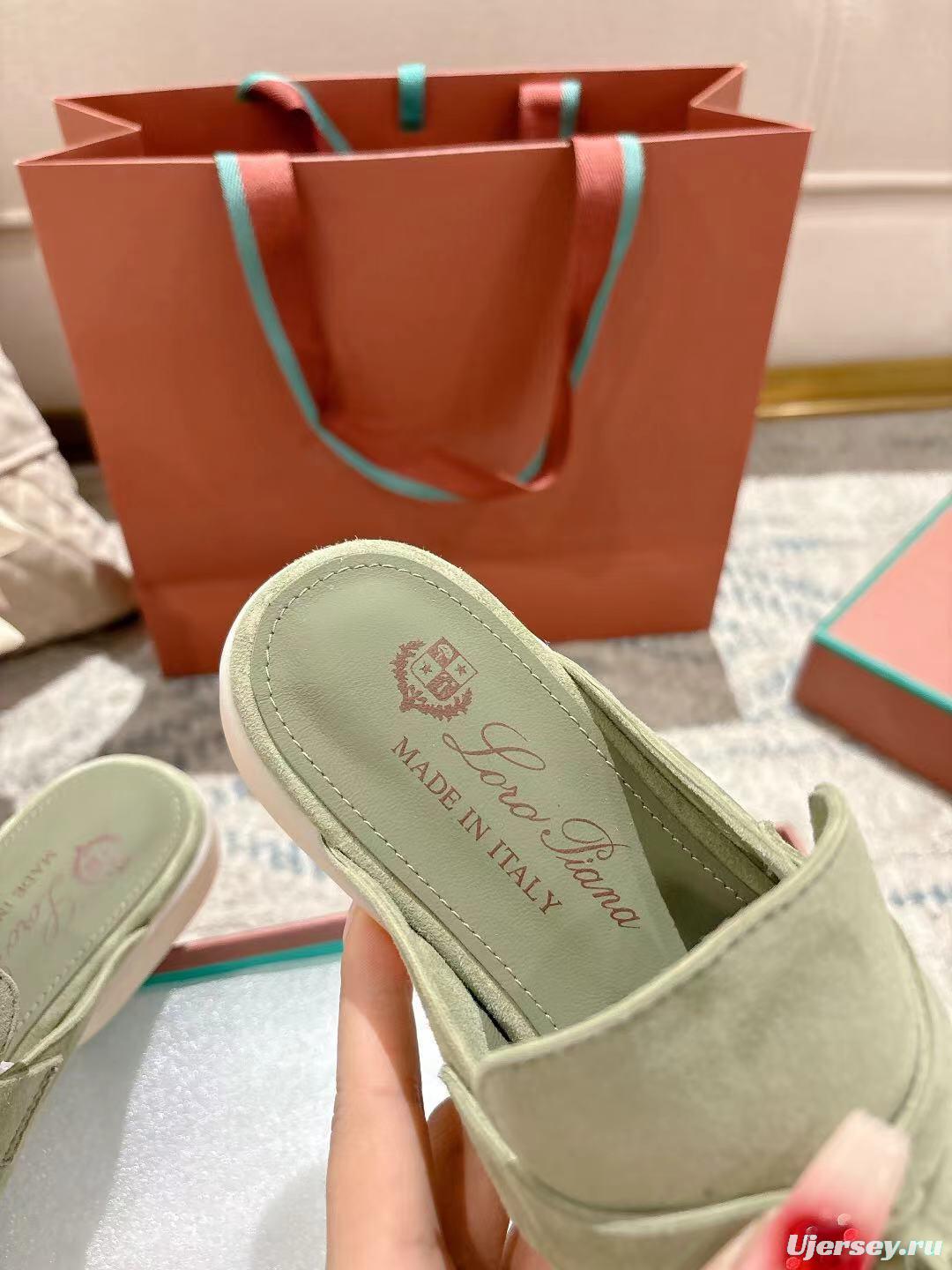 2025 Women LP Light Green Suede Loafers LY00000