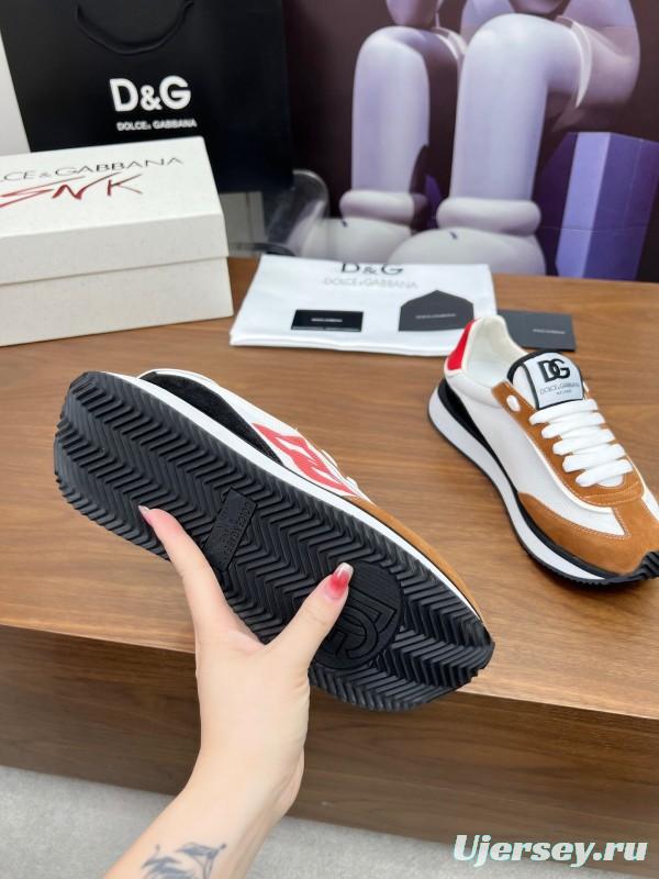 2025 Unisex Dolce & Gabbana White Red Black Suede Mesh Sneakers LY00300(F)/LY00301(M)