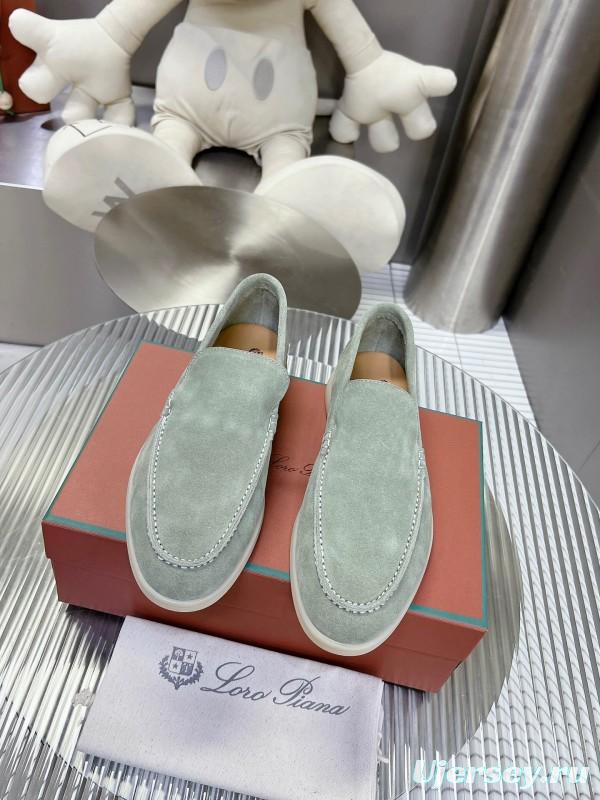 2025 Men LP Light Green Suede Loafers LY00260