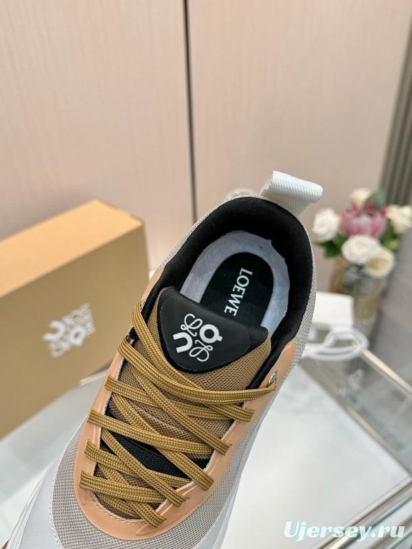 2025 Unisex Loewe White Army Green Orange Blue Black Polyester Mesh Running Shoes Collaboration KFY00300