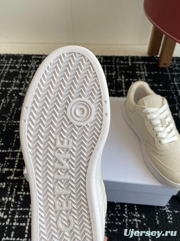 2025 Women Celine Beige Canvas Sneakers CELINE Embroidered Logo