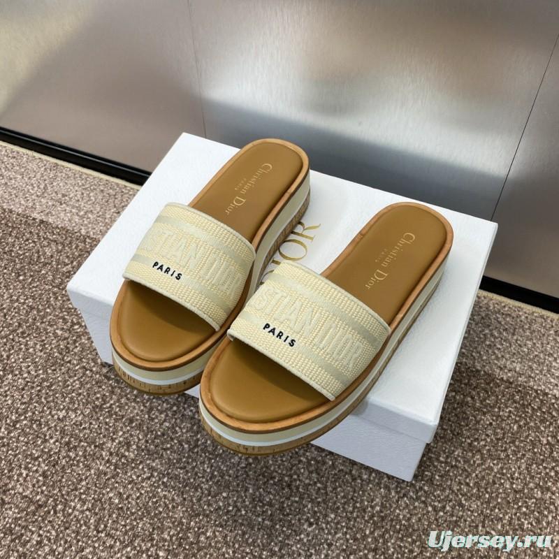 2025 Slippers Dior Beige Canvas Slippers