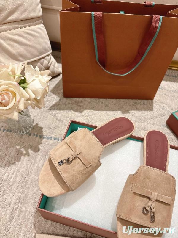 2025 Women LP Beige Suede Slippers LY00270