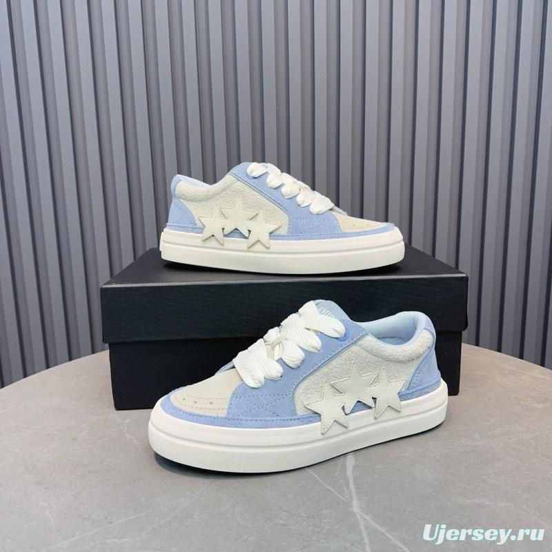 2024 Unisex Amiri Blue White Canvas Suede Sneakers MJ00300