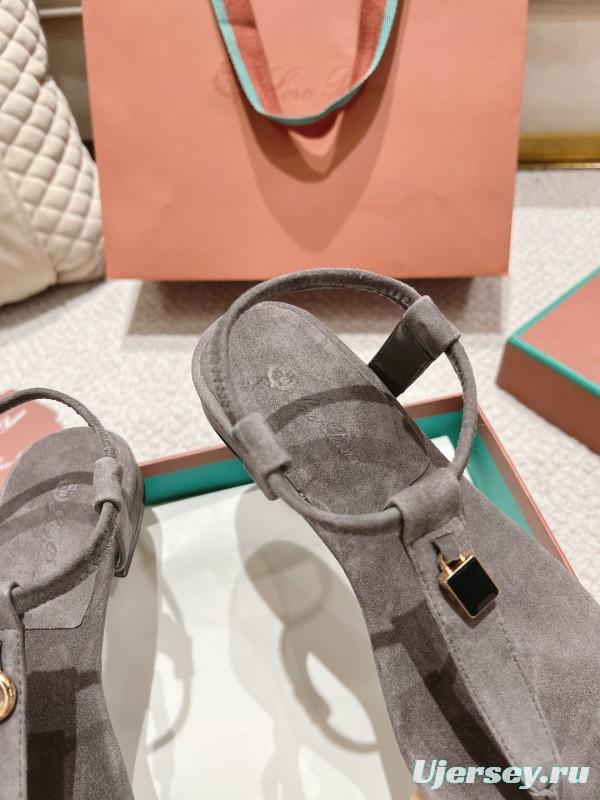 2025 Slippers LP Gray Suede Sandals LY00250