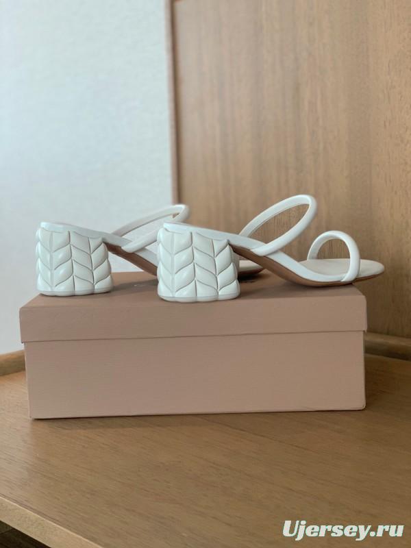 2025 Women Gianvito Rossi White Leather Sandals