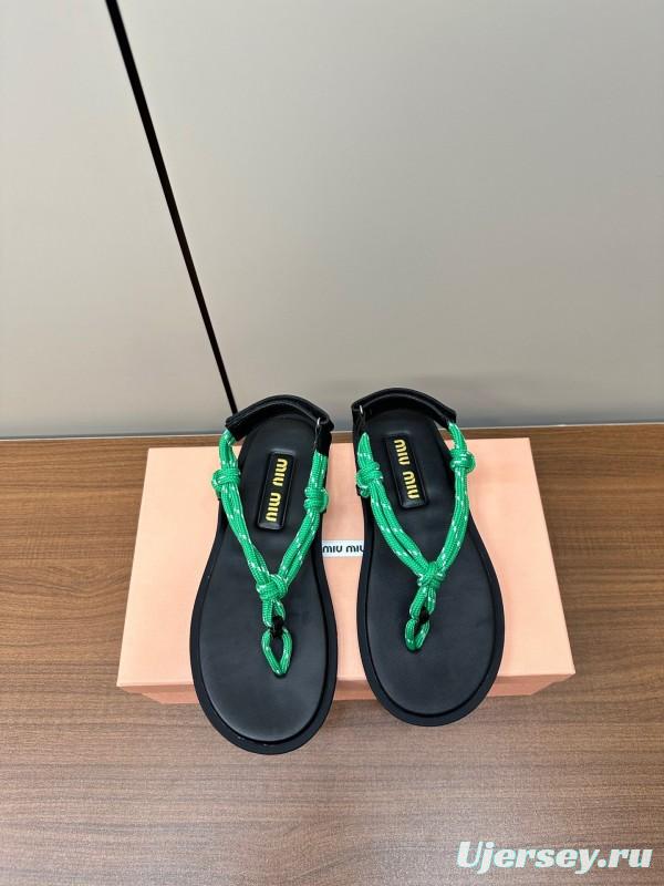 2025 Women Miu Miu Brown Leather Sandals