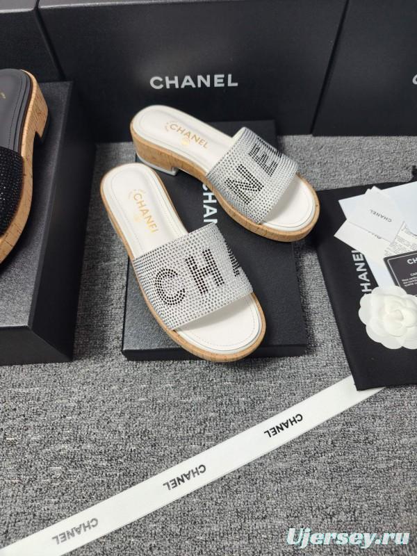 2025 Slippers Chanel White Crystal Slide LY00260