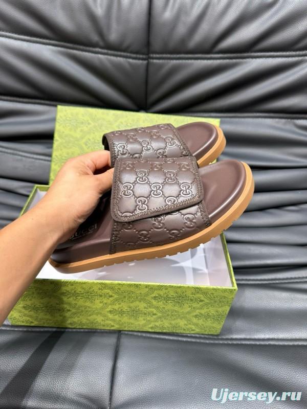 2024 Slippers Gucci Brown Leather Slippers MJ00200