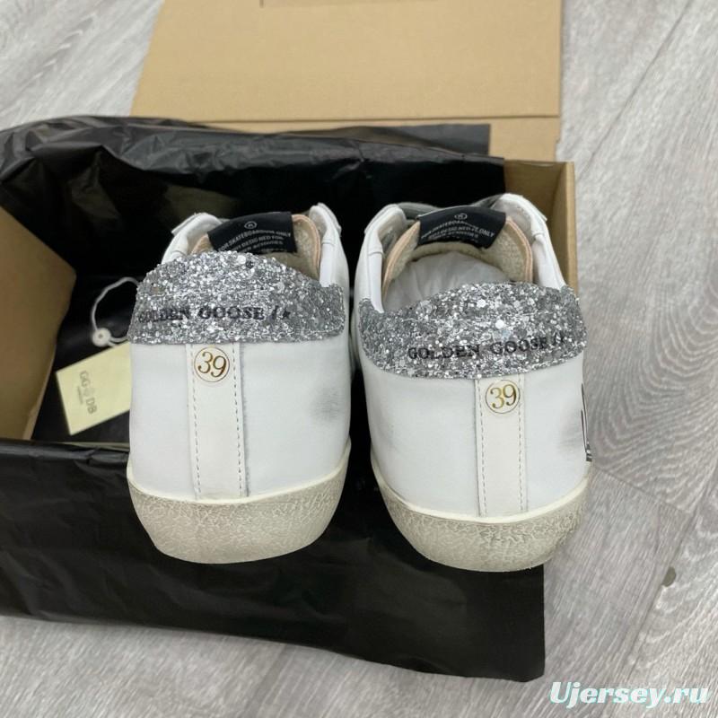 2025 Women GGDB White Silver Leather Suede Sneakers