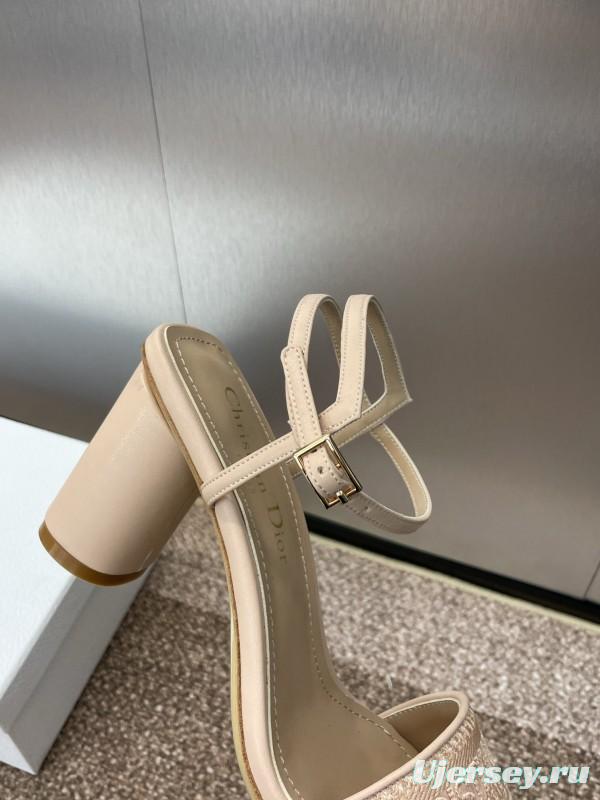 2025 Women Dior Beige Calfskin Heel Embroidery KFY00280