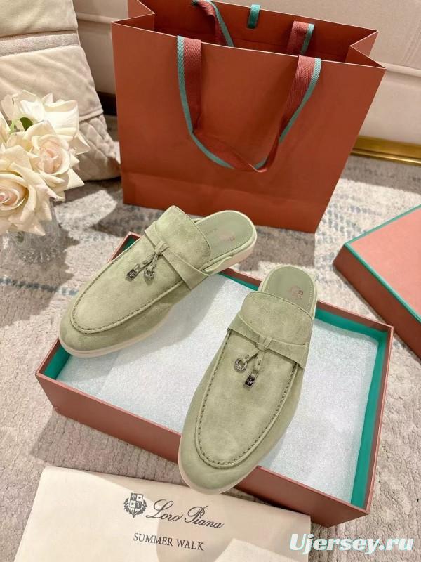 2025 Women LP Light Green Suede Loafers LY00000