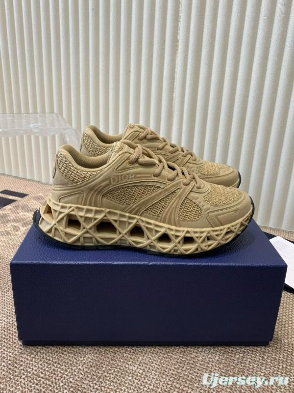 2024 Unisex Dior beige mesh leather sneakers MJ00400