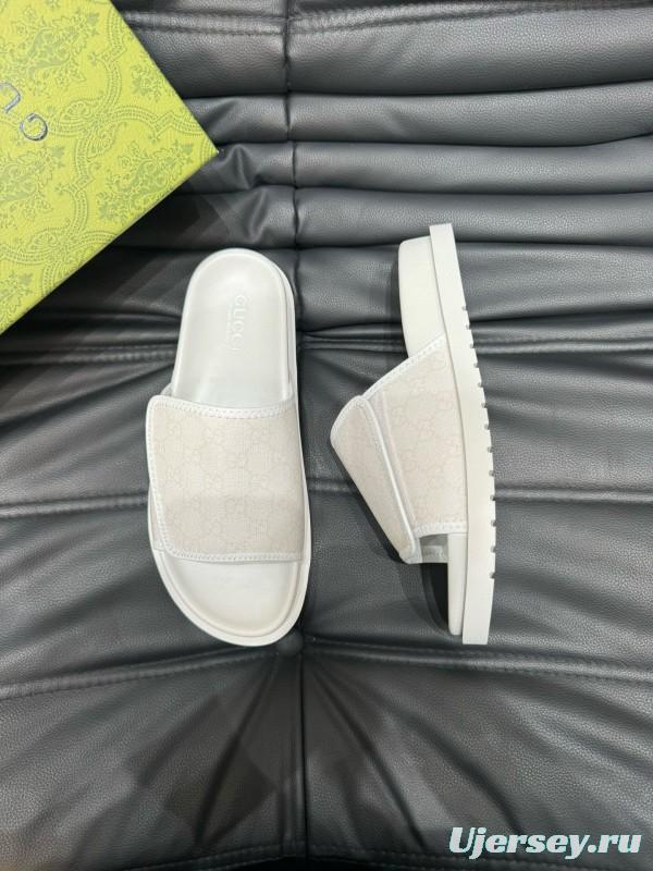 2024 Gucci White Fabric Slippers MJ00200