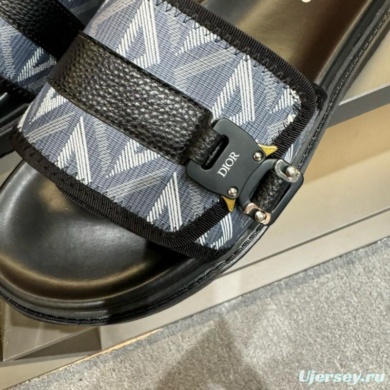2024 Slippers Dior Blue Black Leather Slippers