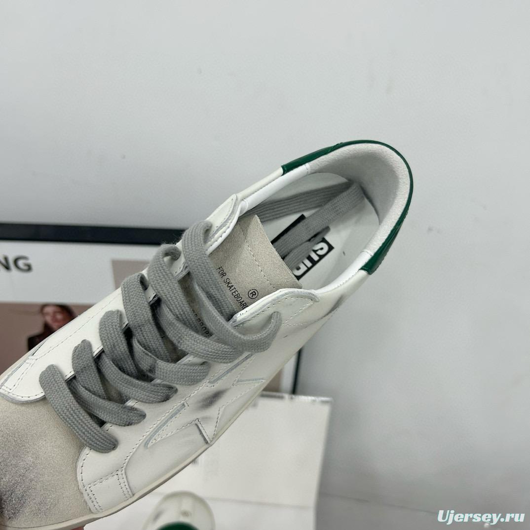 2025 Unisex GGDB White Green Leather Sneakers