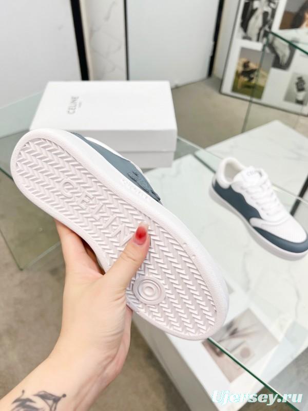 2025 Unisex CELINE White Grey Leather Sneakers
