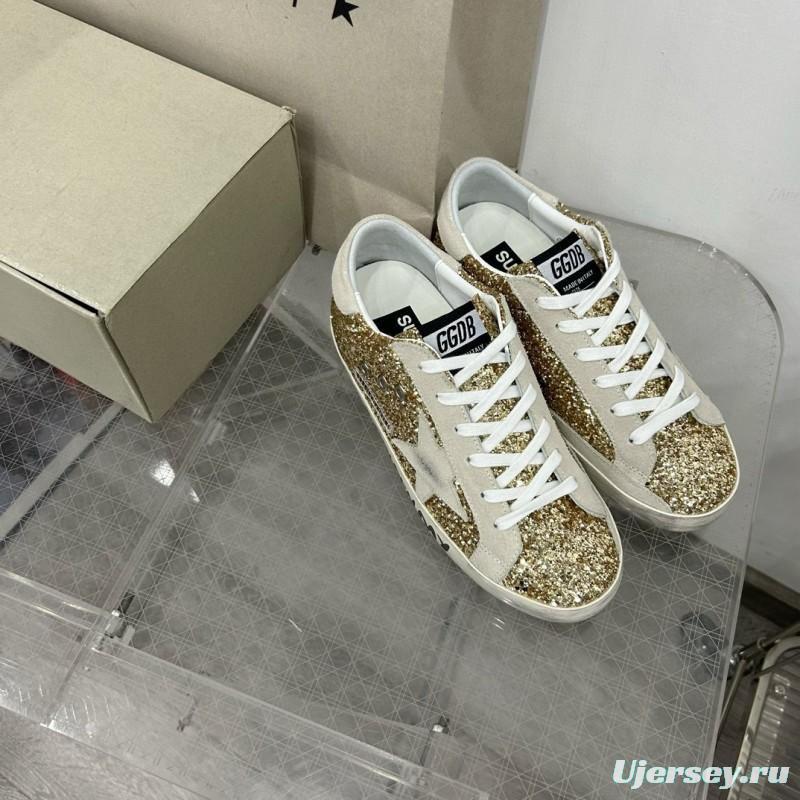 2025 Women GGDB Gold Glitter Leather Sneakers MJ00260
