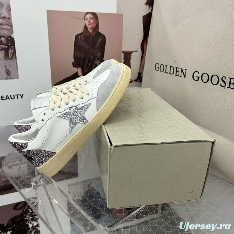 2024 Unisex GGDB White Silver Glitter Leather Suede Sneakers MJ00260