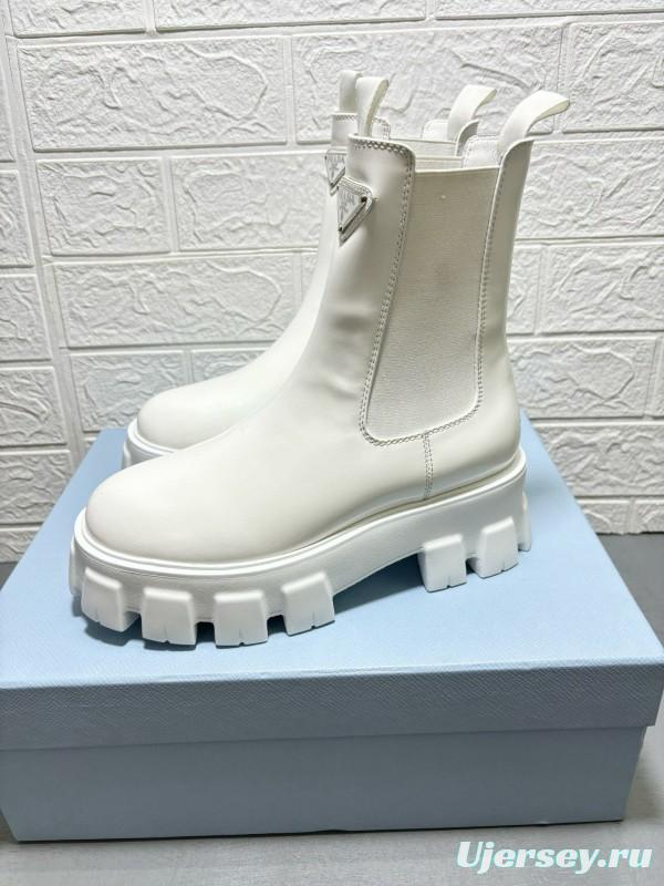 2024 Women Prada White Leather Boots MJ00380