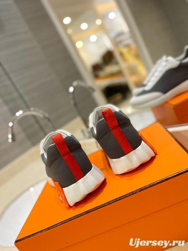 2024 Unisex Hermès Black White Imported Silk Sheepskin Imported Suede Casual Sneakers MJ00320