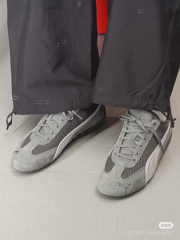 2025 Unisex Puma Cream Grey Suede Mesh Sneakers SPEEDCAT KFY00260