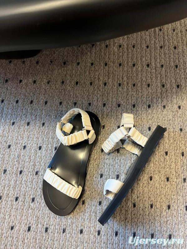 2025 Women The Row White Leather Flat Sandals